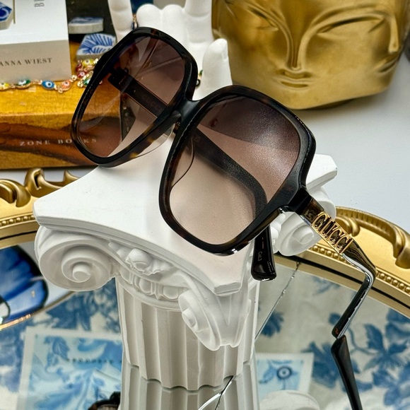 🆕 GUCCI 🧿NWOT GG1189003 Havana Oversized Rectangular Acetate Sunglasses - Picture 15 of 16